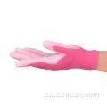 Guantes protectores con recubrimiento con PU de punto rosa de seguridad de Hespax